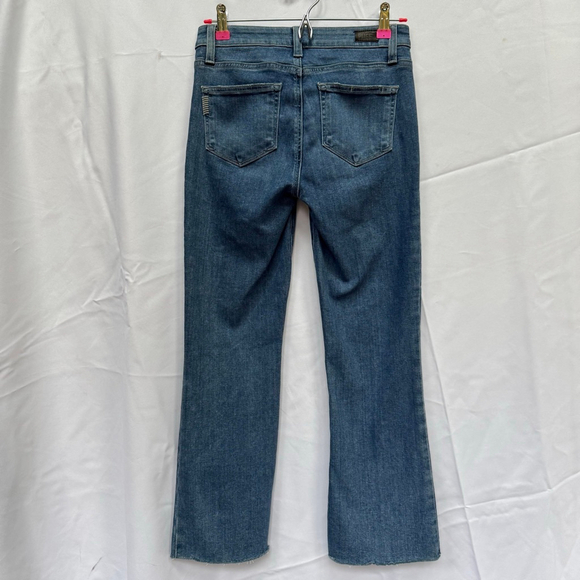 PAIGE Crop Flare Jeans Women’s Rory Raw Hem Size 25 Medium Wash NWT - Picture 2 of 7